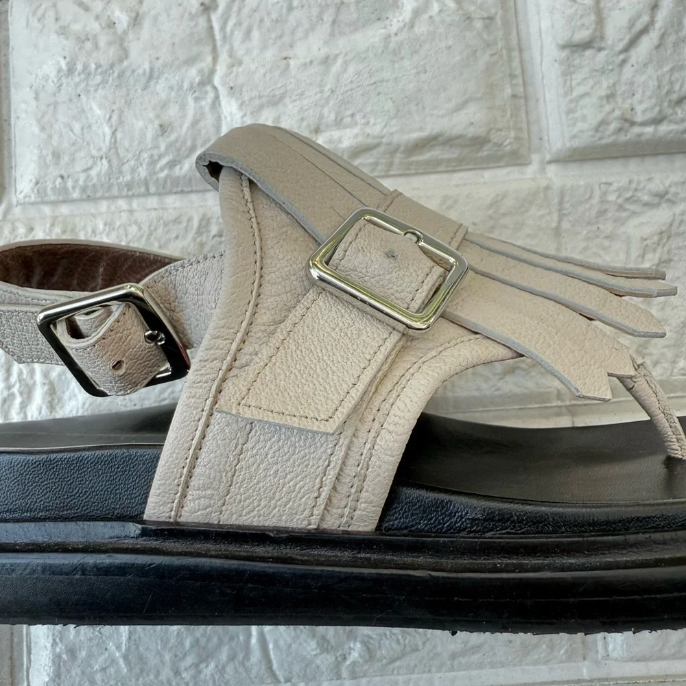 Marni Leather Fringe Sling  Back slides / sandals 36